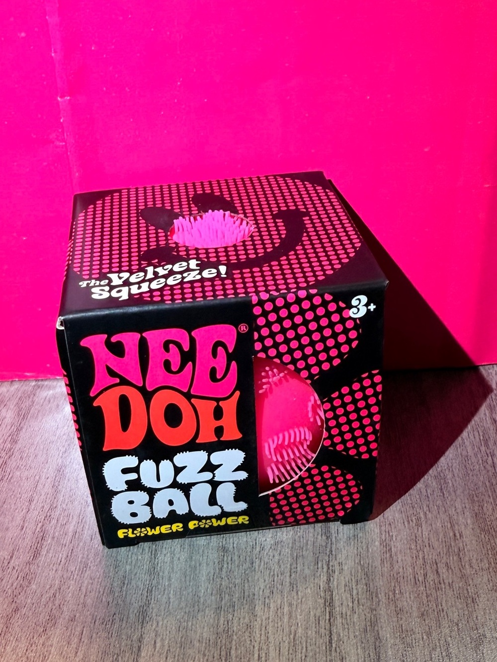 Authentic Needoh Fuzzball Flower Power-Pink